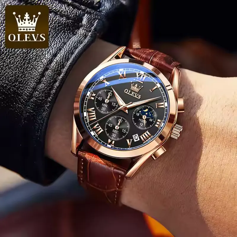 Olevs Chronograph Black Dial Men's Watch- 2876